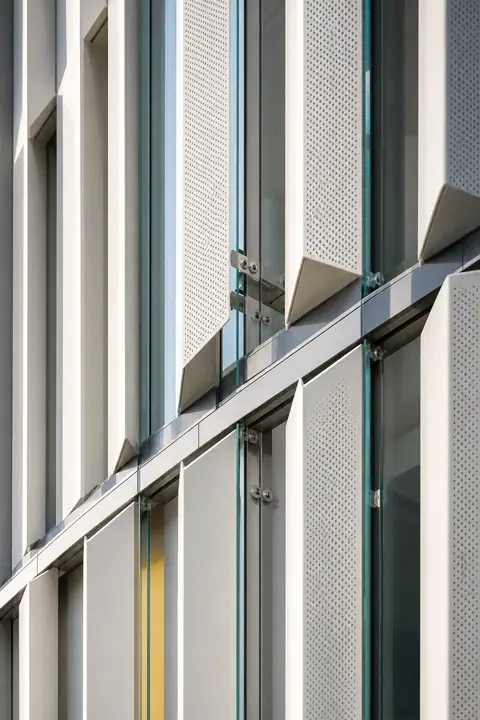 Original ceramic facade detail visualization with louvers and perforated panels
